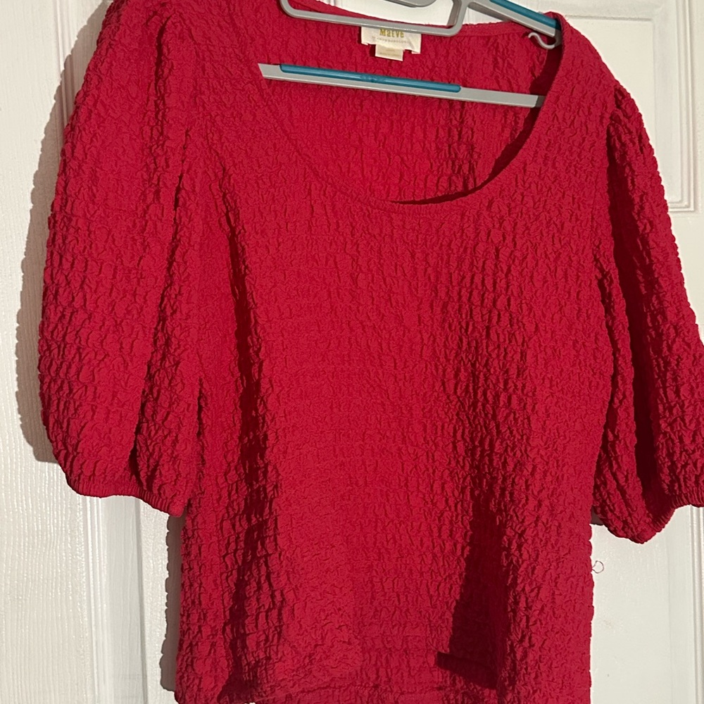 Maeve Red Textured Blouse